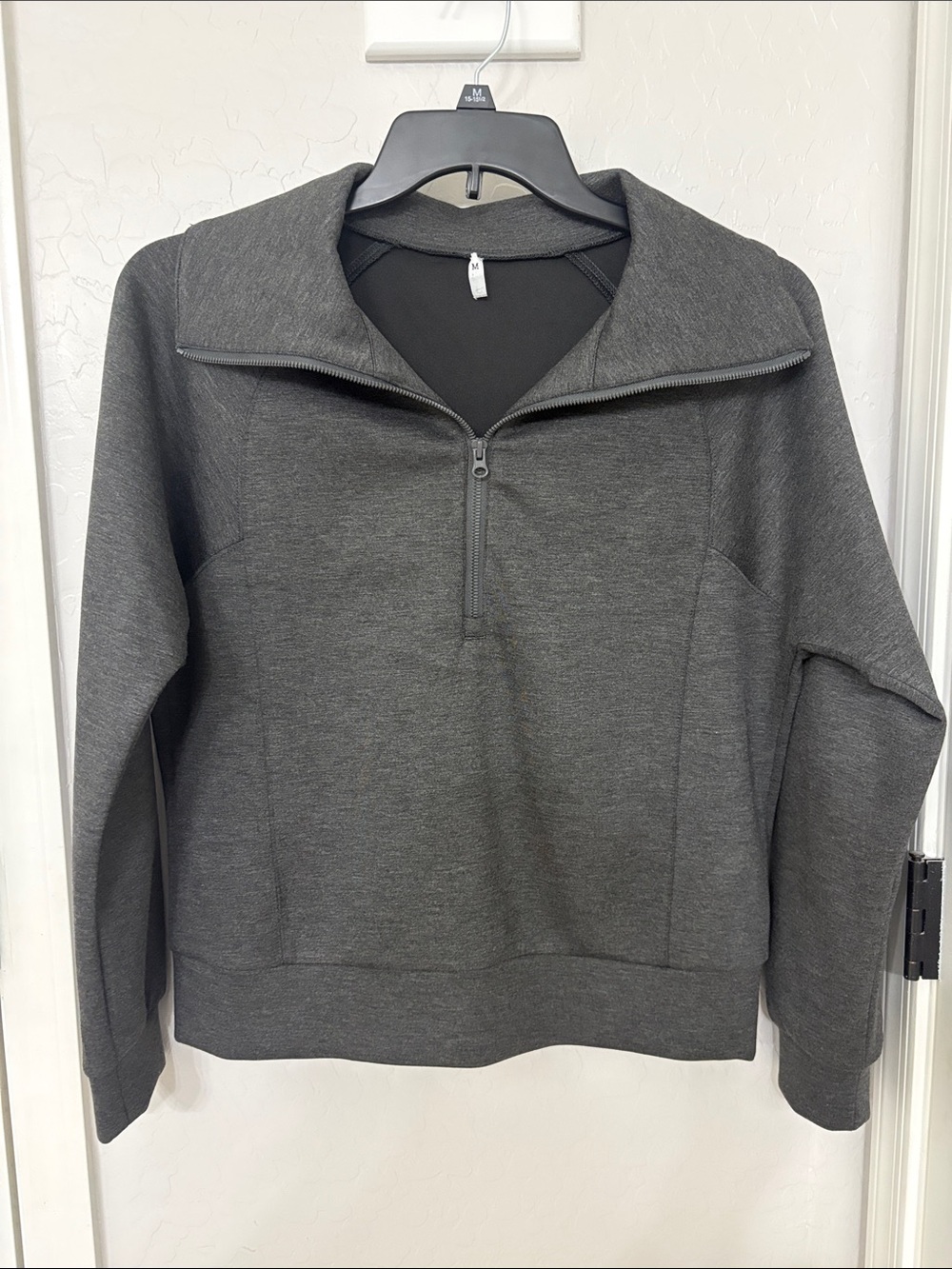 Womens Half-Zip Pullover Sweater - Dark Gray